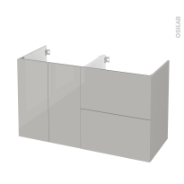 Meuble de salle de bains - Sous vasque - IVIA Gris - 2 portes 2 tiroirs - Côtés décors - L120 x H70 x P50 cm