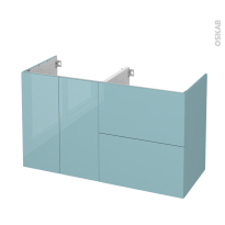 Meuble de salle de bains - Sous vasque - KERIA Bleu - 2 portes 2 tiroirs - Côtés décors - L120 x H70 x P50 cm