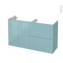 Meuble de salle de bains - Sous vasque - KERIA Bleu - 2 portes 2 tiroirs - Côtés décors - L120 x H70 x P40 cm
