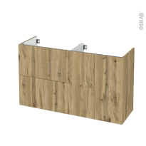 Meuble de salle de bains - Sous vasque - OKA Chêne - 2 tiroirs 2 portes - Côtés décors - L120 x H70 x P40 cm