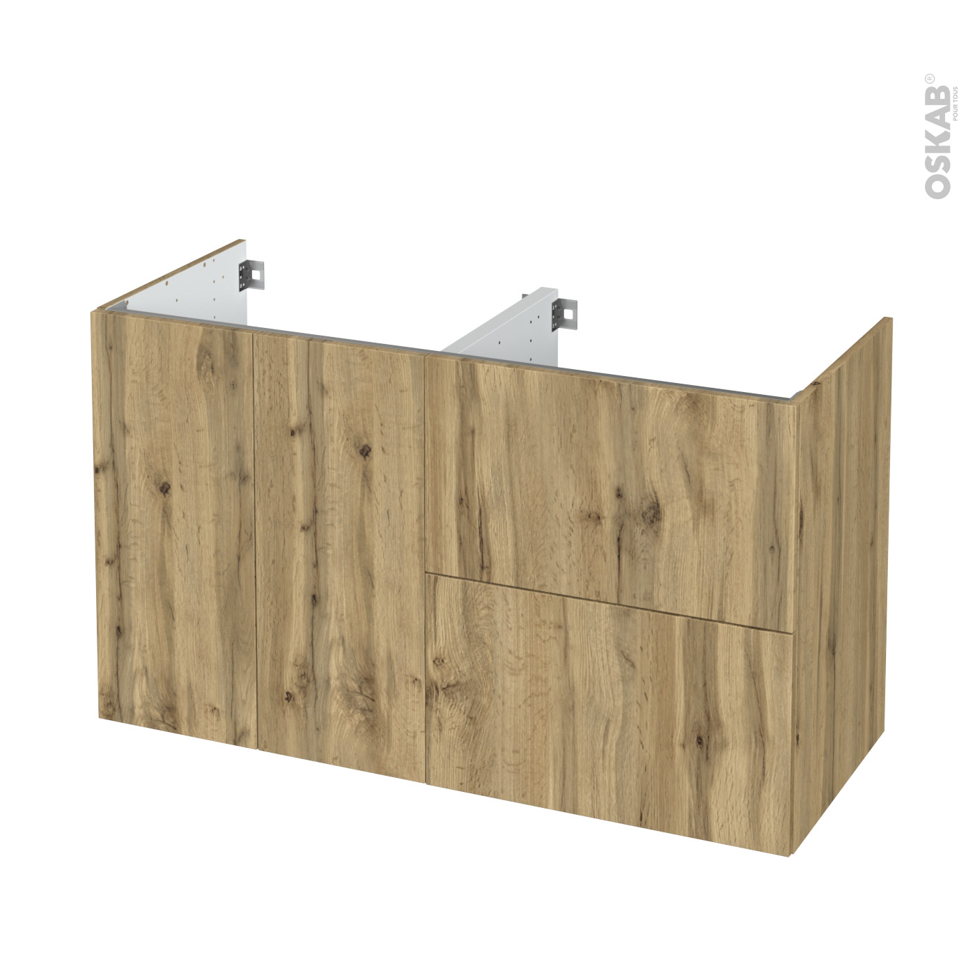 Meuble de salle de bains double vasque l120x H40x P48cm, placage