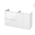 #Meuble de salle de bains Sous vasque <br />IPOMA Blanc brillant, 2 tiroirs 2 portes, Côtés décors, L120 x H70 x P40 cm 