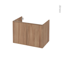 Meuble de salle de bains - Sous vasque - NOLIA Chêne roux - 2 portes - Côtés décors - L80 x H57 x P50 cm