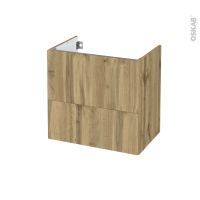 Meuble de salle de bains - Sous vasque - OKA Chêne - 2 tiroirs - Côtés décors - L60 x H57 x P40 cm