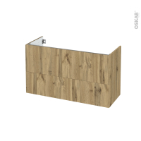 Meuble de salle de bains - Sous vasque - OKA Chêne - 2 tiroirs - Côtés décors - L100 x H57 x P40 cm