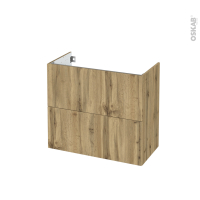 Meuble de salle de bains - Sous vasque - OKA Chêne - 2 tiroirs - Côtés décors - L80 x H70 x P40 cm