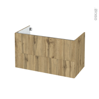 Meuble de salle de bains - Sous vasque - OKA Chêne - 2 tiroirs - Côtés décors - L100 x H57 x P50 cm