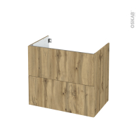 Meuble de salle de bains - Sous vasque - OKA Chêne - 2 tiroirs - Côtés décors - L80 x H70 x P50 cm