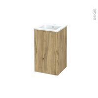 Meuble de salle de bains - Plan vasque ODON - OKA Chêne - 1 porte - Côtés décors -  L41 x H71,5 x P41 cm