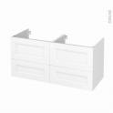 Meuble de salle de bains - Sous vasque double - STATIC Blanc - 4 tiroirs - Côtés décors - L120 x H57 x P50 cm