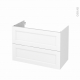 Meuble de salle de bains - Sous vasque - STATIC Blanc - 2 tiroirs - Côtés décors - L100 x H70 x P50 cm