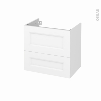 Meuble de salle de bains - Sous vasque - STATIC Blanc - 2 tiroirs - Côtés décors - L60 x H57 x P40 cm