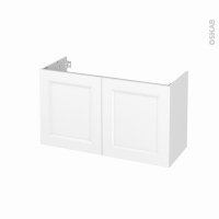 Meuble de salle de bains - Sous vasque - STATIC Blanc - 2 portes - Côtés décors - L100 x H57 x P40 cm