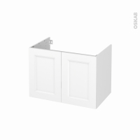 Meuble de salle de bains - Sous vasque - STATIC Blanc - 2 portes - Côtés décors - L80 x H57 x P50 cm