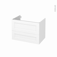 Meuble de salle de bains - Sous vasque - STATIC Blanc - 2 tiroirs - Côtés décors - L80 x H57 x P50 cm