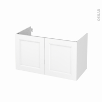 Meuble de salle de bains - Sous vasque - STATIC Blanc - 2 portes - Côtés décors - L100 x H57 x P50 cm