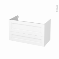 Meuble de salle de bains - Sous vasque - STATIC Blanc - 2 tiroirs - Côtés décors - L100 x H57 x P50 cm