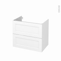 Meuble de salle de bains - Sous vasque - STATIC Blanc - 2 tiroirs - Côtés décors - L80 x H70 x P50 cm