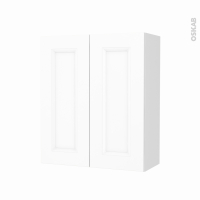 Armoire de salle de bains - Rangement haut - STATIC Blanc - 2 portes - Côtés décors - L60 x H70 x P27 cm