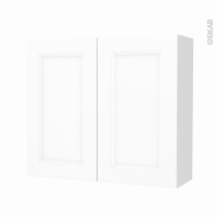 Armoire de salle de bains - Rangement haut - STATIC Blanc - 2 portes - Côtés décors - L80 x H70 x P27 cm