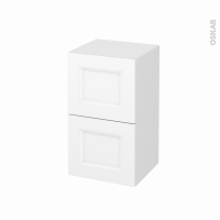 Meuble de salle de bains - Rangement bas - STATIC Blanc - 2 tiroirs - L40 x H70 x P37 cm