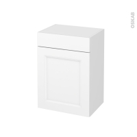 Meuble de salle de bains - Rangement bas - STATIC Blanc - 1 porte 1 tiroir - L50 x H70 x P37 cm
