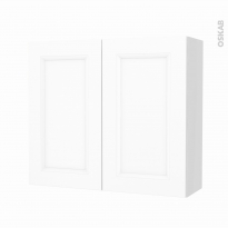 Armoire de salle de bains - Rangement haut - STATIC Blanc - 2 portes - Côtés blancs - L80 x H70 x P27 cm