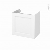 Meuble de salle de bains - Sous vasque - STATIC Blanc - 1 porte - Côtés décors - L60 x H57 x P40 cm