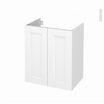 Meuble de salle de bains - Sous vasque - STATIC Blanc - 2 portes - Côtés décors - L60 x H70 x P40 cm