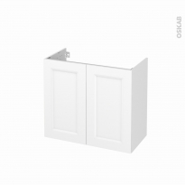 Meuble de salle de bains - Sous vasque - STATIC Blanc - 2 portes - Côtés décors - L80 x H70 x P40 cm