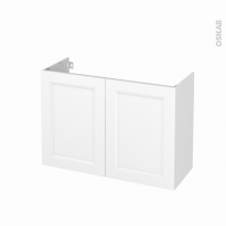 Meuble de salle de bains - Sous vasque - STATIC Blanc - 2 portes - Côtés décors - L100 x H70 x P40 cm