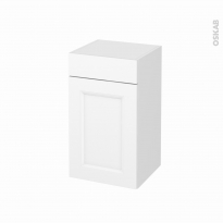 Meuble de salle de bains - Rangement bas - STATIC Blanc - 1 porte 1 tiroir - L40 x H70 x P37 cm