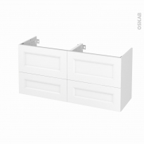Meuble de salle de bains - Sous vasque double - STATIC Blanc - 4 tiroirs - Côtés décors - L120 x H57 x P40 cm