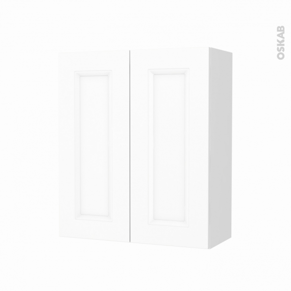 Armoire de salle de bains - Rangement haut - STATIC Blanc - 2 portes - Côtés blancs - L60 x H70 x P27 cm