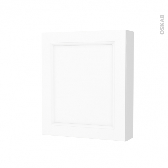 Armoire de toilette - Rangement haut - STATIC Blanc - 1 porte - Côtés décors - L60 x H70 x P17 cm