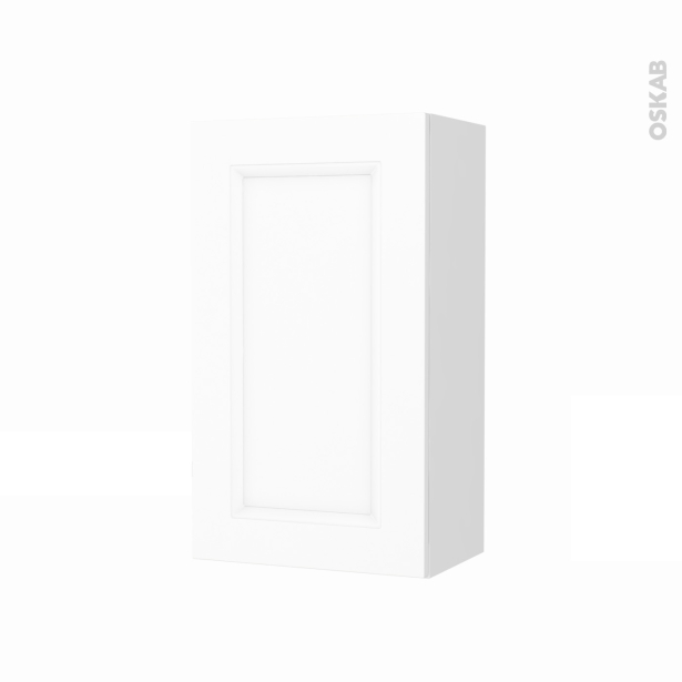 Armoire de salle de bains Rangement haut <br />STATIC Blanc, 1 porte, Côtés blancs, L40 x H70 x P27 cm 