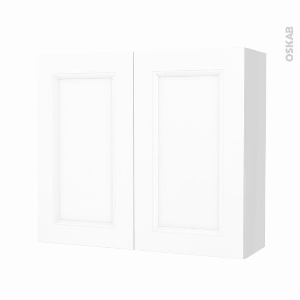 Armoire de salle de bains Rangement haut <br />STATIC Blanc, 2 portes, Côtés blancs, L80 x H70 x P27 cm 