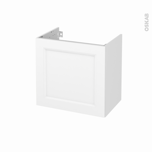 Meuble de salle de bains Sous vasque <br />STATIC Blanc, 1 porte, Côtés décors, L60 x H57 x P40 cm 