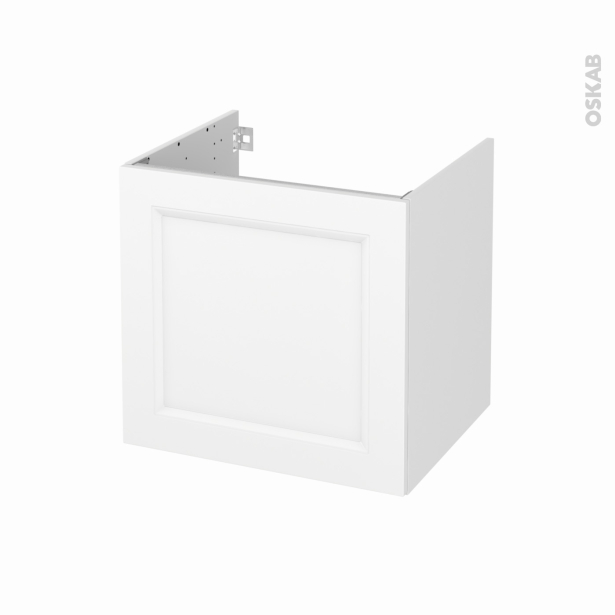 Meuble de salle de bains Sous vasque <br />STATIC Blanc, 1 porte, Côtés décors, L60 x H57 x P50 cm 