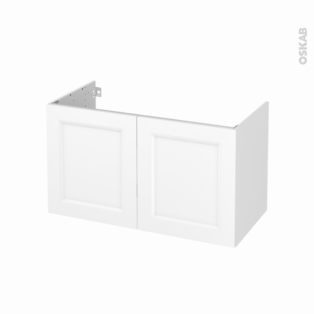 Meuble de salle de bains Sous vasque <br />STATIC Blanc, 2 portes, Côtés décors, L100 x H57 x P50 cm 