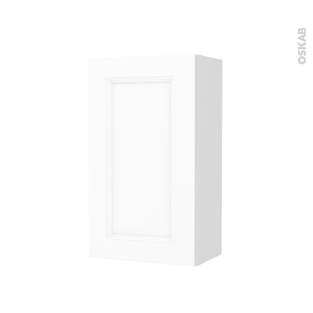 Armoire de salle de bains Rangement haut <br />STATIC Blanc, 1 porte, Côtés décors, L40 x H70 x P27 cm 