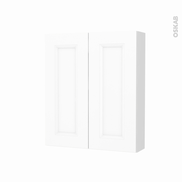 Armoire de toilette Rangement haut <br />STATIC Blanc, 2 portes, Côtés blancs, L60 x H70 x P17 cm 