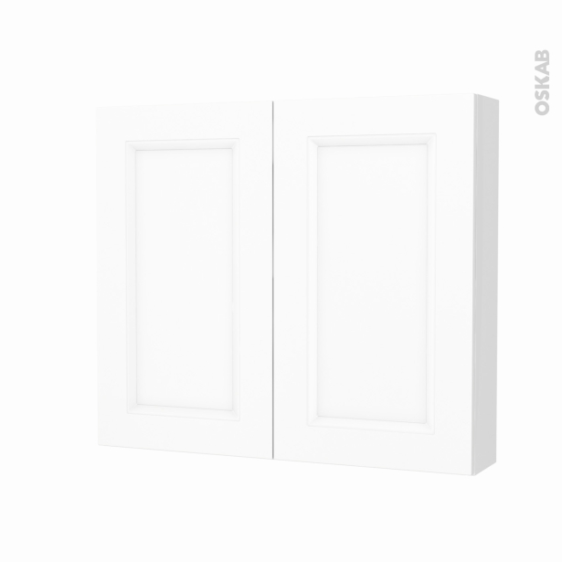 Armoire de toilette Rangement haut <br />STATIC Blanc, 2 portes, Côtés blancs, L80 x H70 x P17 cm 