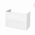 #Meuble de salle de bains Sous vasque <br />STATIC Blanc, 2 tiroirs, Côtés décors, L100 x H70 x P50 cm 