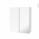 Armoire de toilette - Rangement haut - STATIC Blanc - 2 portes miroir - Côtés décors - L60 x H70 x P17 cm