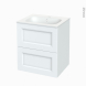 Meuble de salle de bains - Plan vasque NEMA - STATIC Blanc - 2 tiroirs - Côtés décors - L60,5 x H71,5 x P50,6 cm
