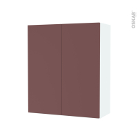 Armoire de salle de bains - Rangement haut - TIA Rouge terracotta - 2 portes - Côtés blancs - L60 x H70 x P27 cm