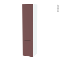 Colonne de salle de bains - 2 portes - TIA Rouge terracotta - Côtés blancs - Version B - L40 x H182 x P40 cm