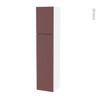Colonne de salle de bains - 2 portes - TIA Rouge terracotta - Côtés blancs - Version A - L40 x H182 x P40 cm