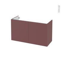 Meuble de salle de bains - Sous vasque - TIA Rouge terracotta - 2 portes - Côtés décors - L100 x H57 x P40 cm